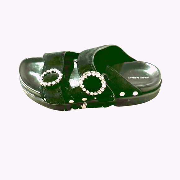 ISABEL MARANT suede, rhinestone buckle slides sz9 $149 - Picture 1 of 5